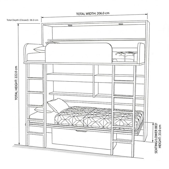 Electra Bunk – Horizontal Wallbed Bunk for Smart Spaces