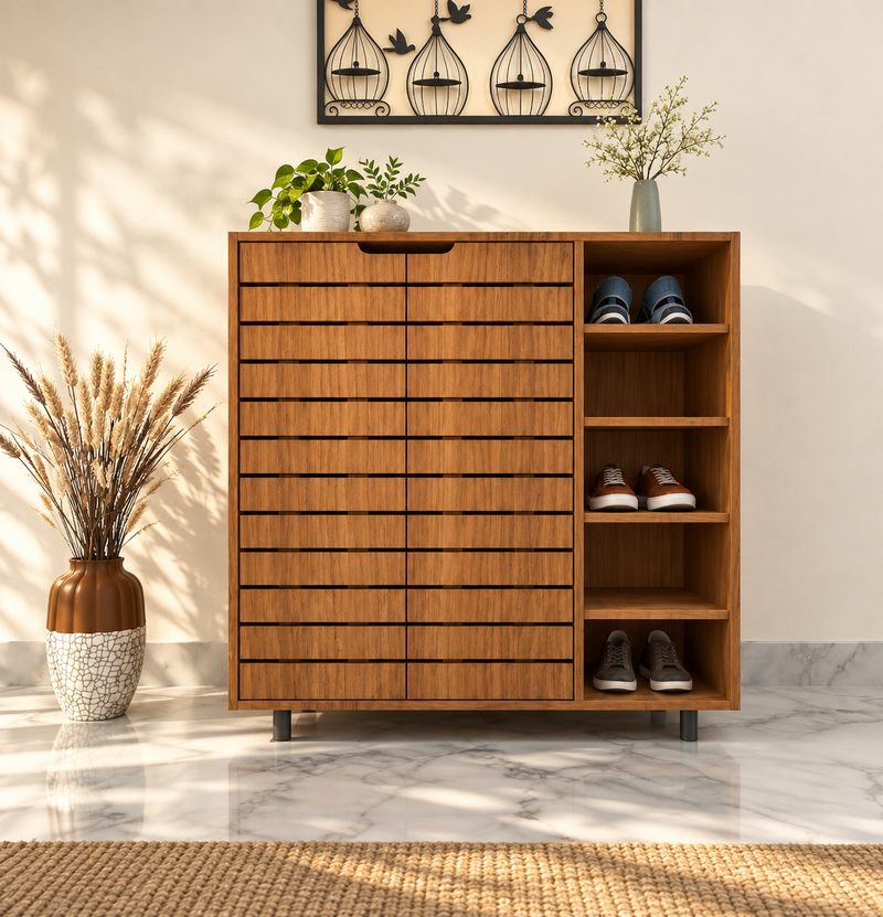 Akova – Modern Shoe Rack with Open & Closed Shelves
