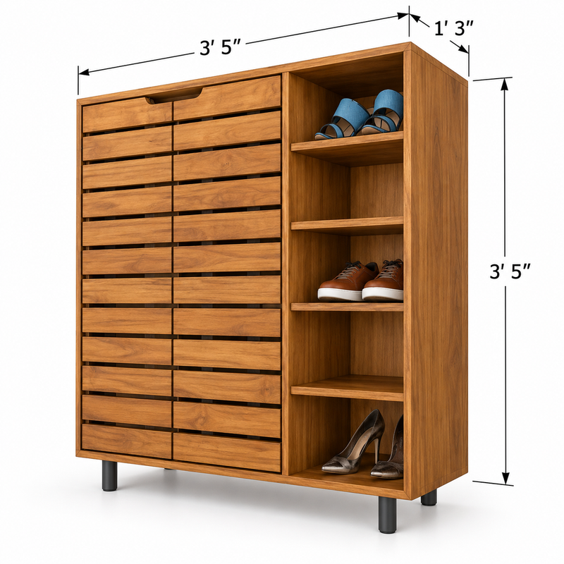 Akova – Modern Shoe Rack with Open & Closed Shelves