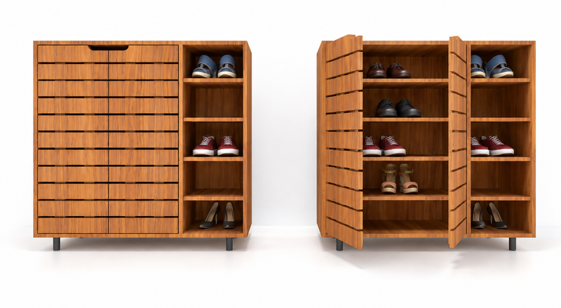 Akova – Modern Shoe Rack with Open & Closed Shelves