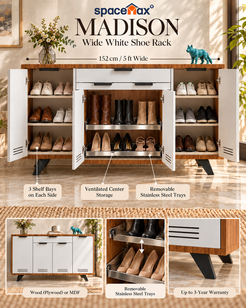 Madison – White Shoe Rack with Ventilated Storage