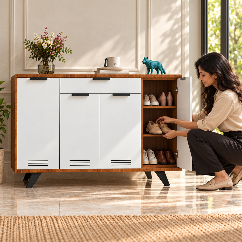 Madison – White Shoe Rack with Ventilated Storage