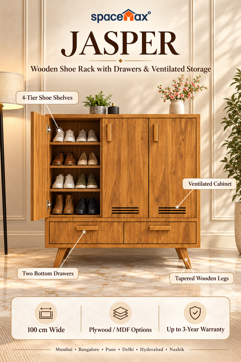 Jasper – Wooden Shoe Rack with Drawers & Ventilation