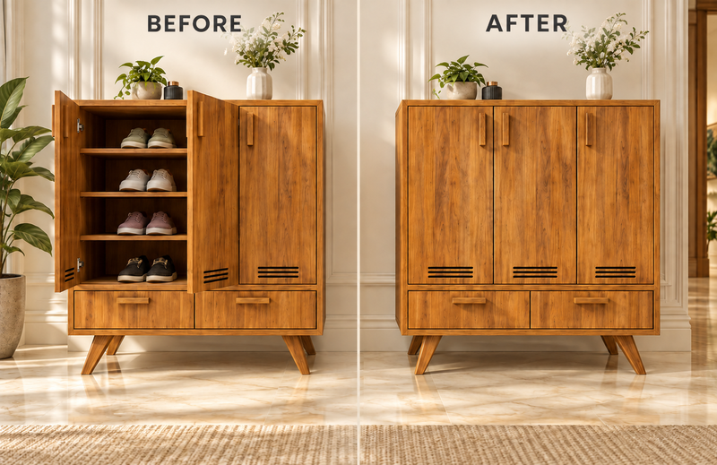 Jasper – Wooden Shoe Rack with Drawers & Ventilation
