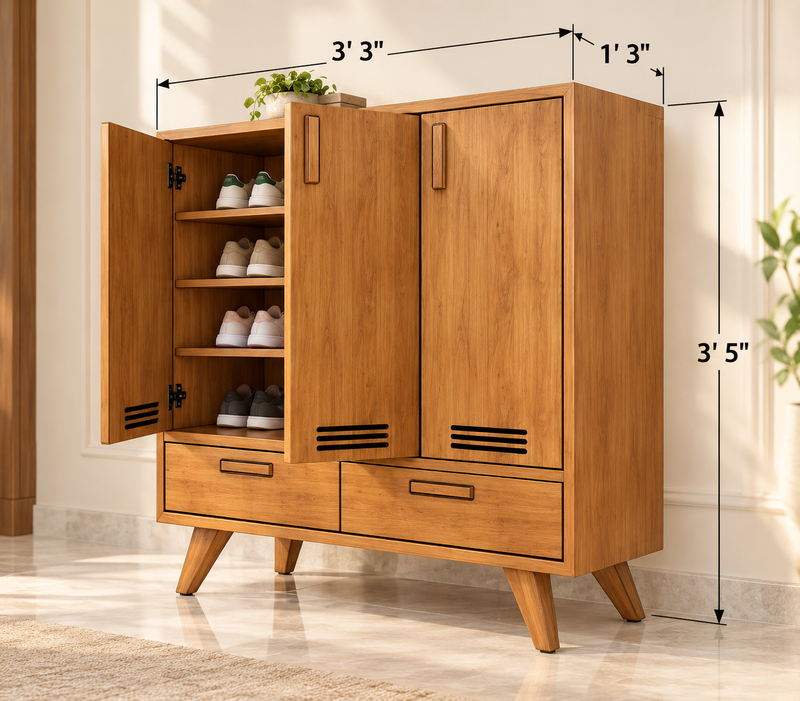 Jasper – Wooden Shoe Rack with Drawers & Ventilation